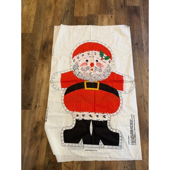 Vintage Uncut Craft Pillow Springs Hills Santa Claus Christmas Pattern Fabric - Picture 1 of 2